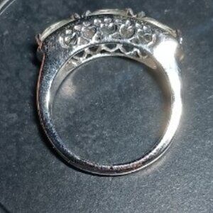 AMAZING WOMEN'S WHITE GOLD RHODIUM FINISH AMETHYST SIZE 7 DESIGNER RING